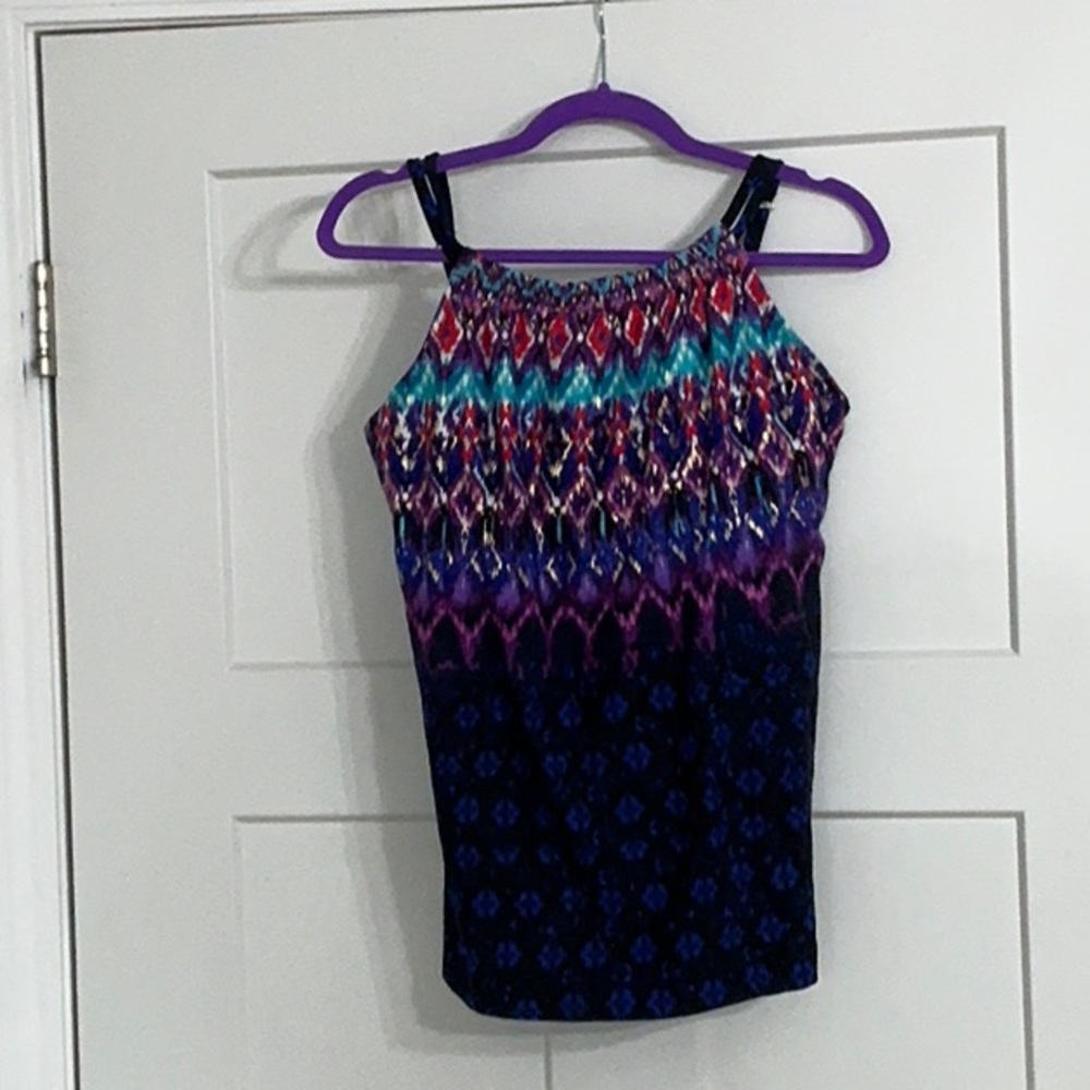 Multicolor Miraclesuit tankini that is in excellent condition.